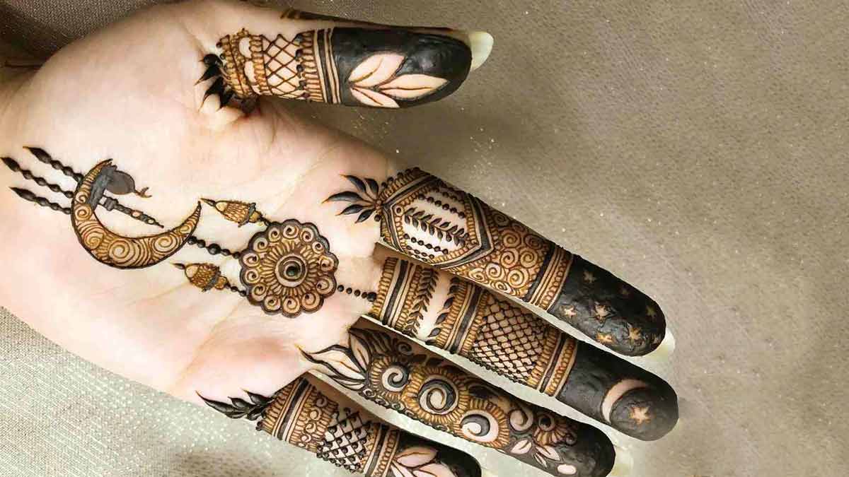 Ramzan Special Mehandi Design Moon: Happy Eid Mubarak:Heana Design idea?