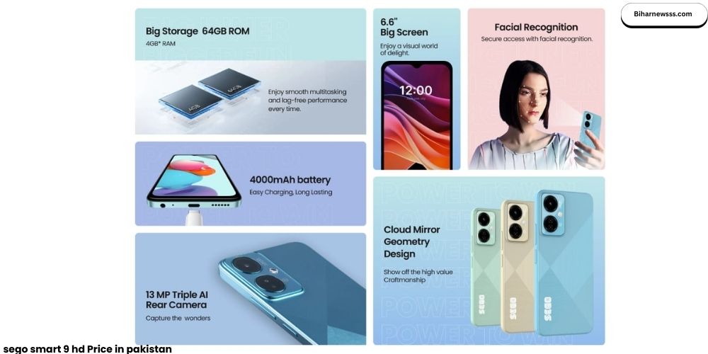 Sego Smart 9 HD price in Pakistan - 6.6-inch HD+ display and features shown on official smartphone screen