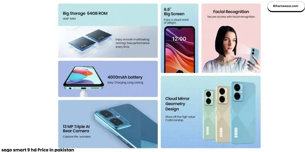 Sego Smart 9 HD price in Pakistan - 6.6-inch HD+ display and features shown on official smartphone screen