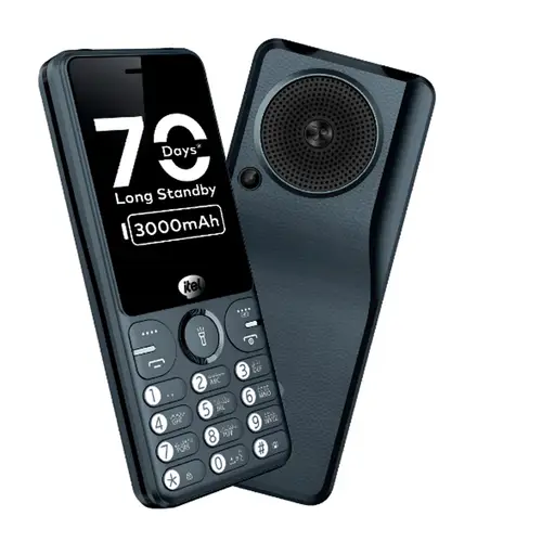 itel Muzik 400 Pro music feature phone with enhanced speakers and audio controls showing price in Pakistani Rupees
