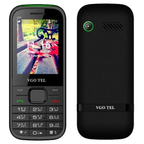 VGO TEL i251 price in Pakistan - buy VGO TEL i251 feature phone with 2.4 inch QVGA display, 1800mAh battery, dual SIM support, VGA camera, FM radio, Bluetooth and microSD card slot
