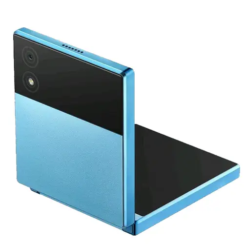 itel Flip 1 foldable flip phone with dual display and large keypad showing price in Pakistani Rupees